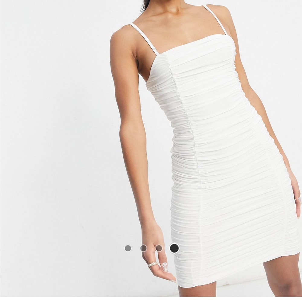 Club L Ruched Mini Cami Dress in White
